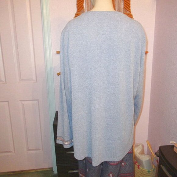 Outback Trading Waffle Knit Henley Sweater Top Size 3X Embroidered Western Aztec - Picture 9 of 14